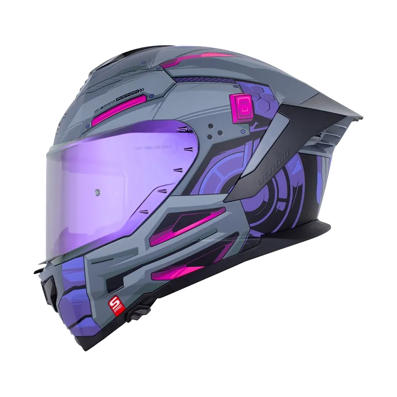 CASCO INTEGRAL SHAFT PRO 609 DOBLE VISOR VENOM MECH GRIS OSCURO FUCSIA MATE