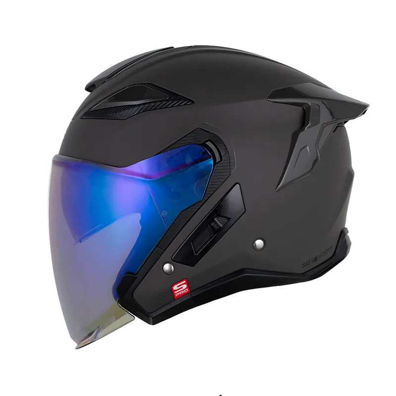 [199357] CASCO ABIERTO SHAFT PRO 343 DOBLE VISOR SOLID GRIS OSCURO NEGRO MATE (S)
