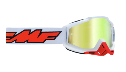 GAFAS CROSS FMF POWERBOMB ROCKET BLANCA LENTE DORADO