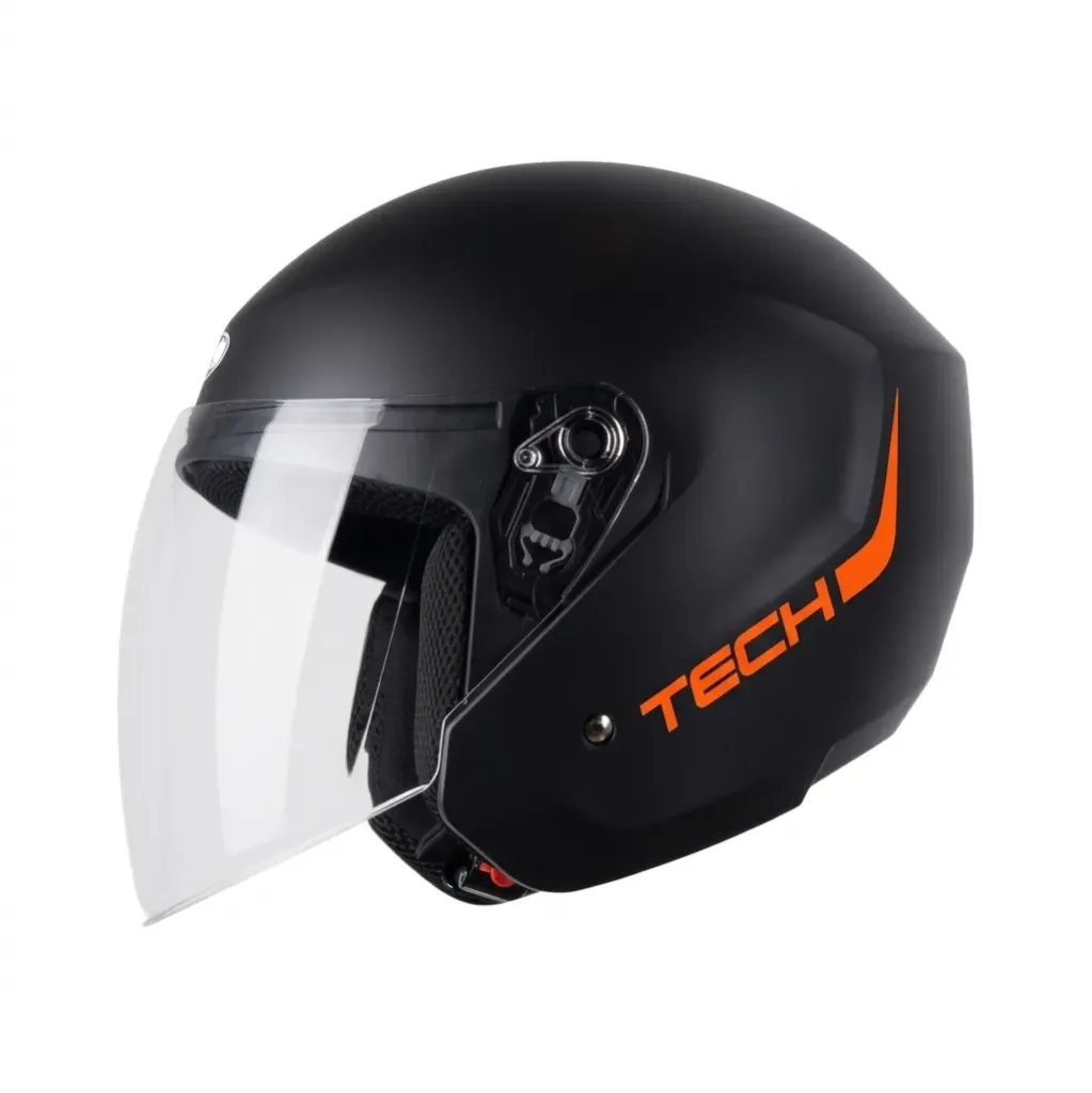 CASCO ABIERTO TECH T10 SOLID 5 NEGRO NARANJA MATE (S)