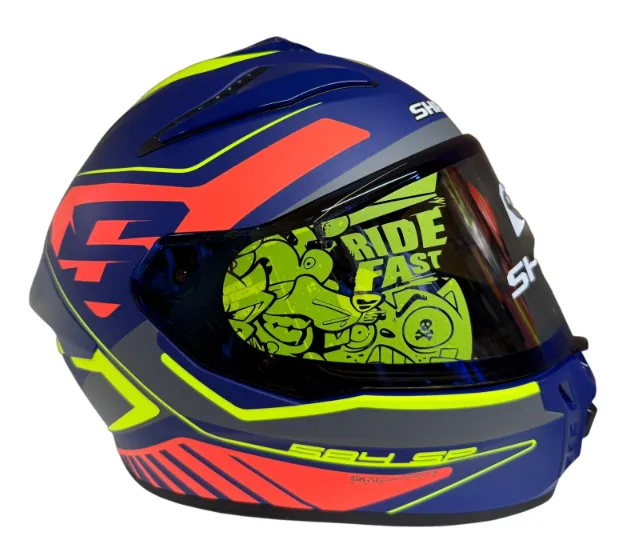 CASCO INTEGRAL SHAFT 584SP RACE AZUL OSCURO NARANJA MATE