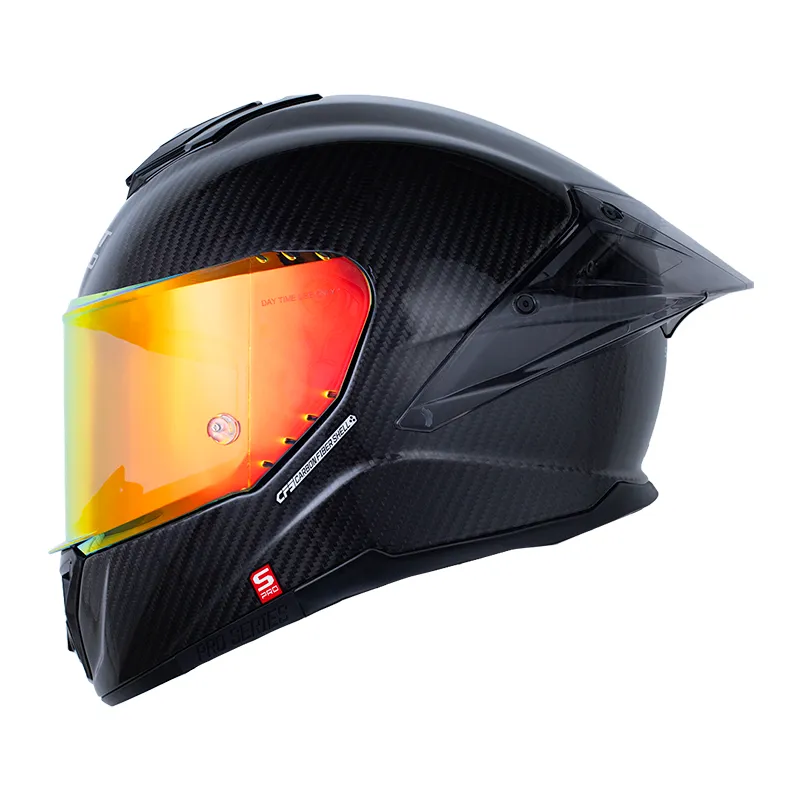 [199504] CASCO INTEGRAL SHAFT PRO 620 CARBON EVO 3K SOLID NEGRO BRILLO SPOILER NEGRO VISOR ROJO (S)