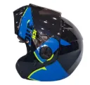 CASCO ABATIBLE ICH 3110 DOBLE VISOR TREAT NEGRO AZUL AMARILLO BRILLO VISOR NEGRO