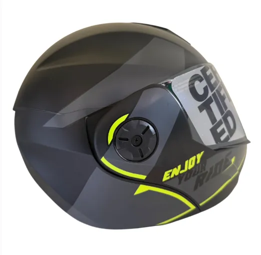 CASCO ABATIBLE ICH 3110 DOBLE VISOR TREAT NEGRO GRIS OSCURO AMARILLO MATE VISOR SILVER
