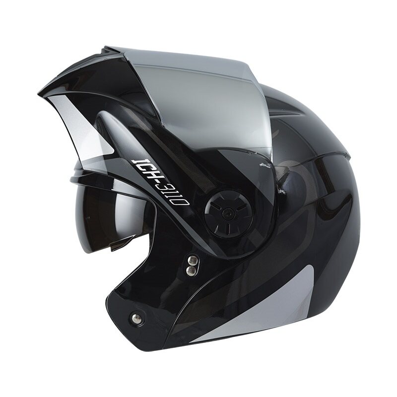 CASCO ABATIBLE ICH 3110DOT DOBLE VISOR REMAK NEGRO GRIS BRILLO