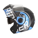 CASCO ABATIBLE ICH 3110DOT DOBLE VISOR SKETCH NEGRO AZUL MATE VISOR TRANSPARENTE
