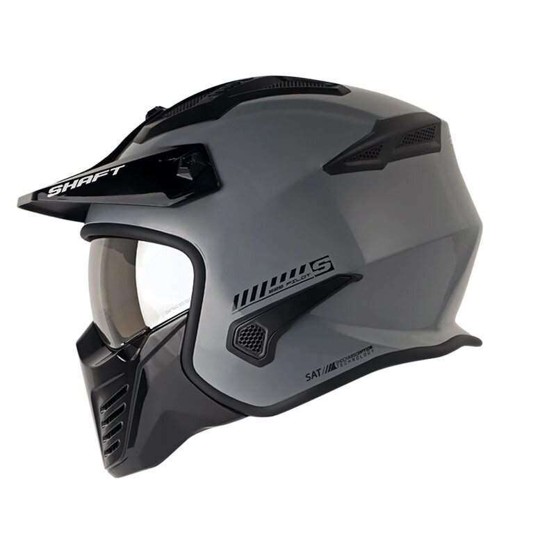 CASCO MODULAR SHAFT 225 PILOT SOLID GRIS NEGRO BRILLO VISOR SILVER