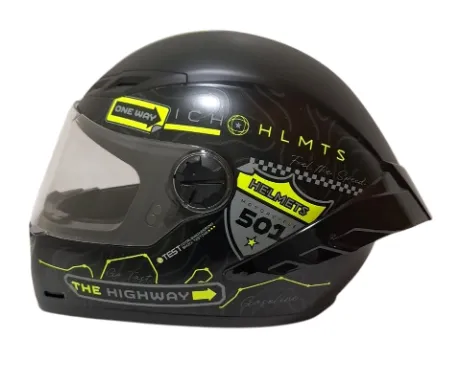 CASCO INTEGRAL ICH 501SP RUTERO NEGRO AMARILLO GRIS MATE VISOR TRANSPARENTE