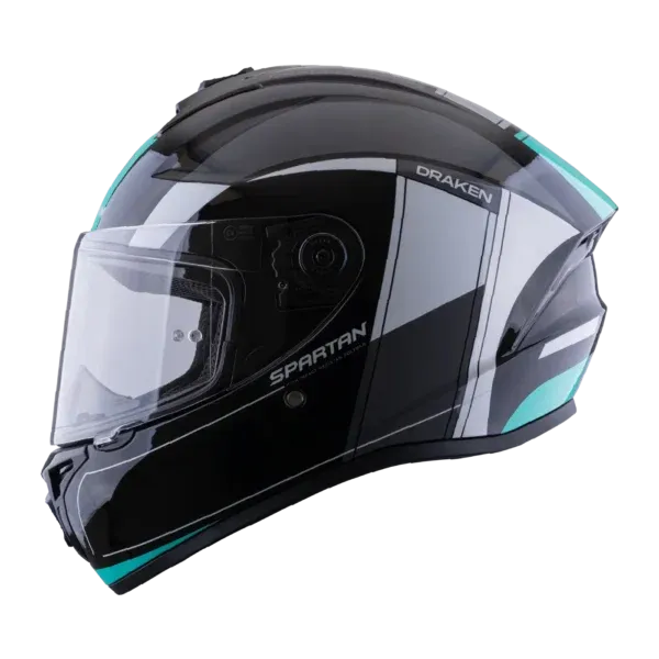 CASCO INTEGRAL SPARTAN DRAKEN VANCOUVER Z6 NEGRO TURQUESA BRILLO (S)