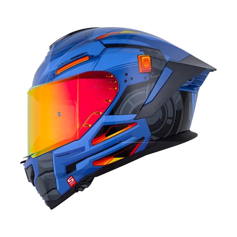 CASCO INTEGRAL SHAFT PRO 609 DOBLE VISOR VENOM MECH AZUL NARANJA MATE 