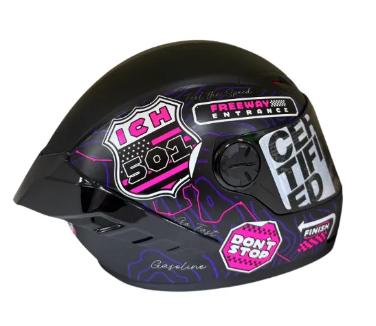 CASCO INTEGRAL ICH 501SP RUTERO NEGRO FUCSIA BLANCO MATE VISOR NEGRO