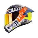 CASCO INTEGRAL SHAFT 584SP STATE AZUL OSCURO NARANJA BRILLO