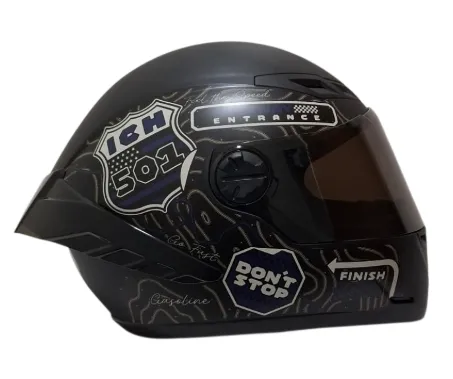 CASCO INTEGRAL ICH 501SP RUTERO NEGRO AZUL OSCURO MATE VISOR NEGRO