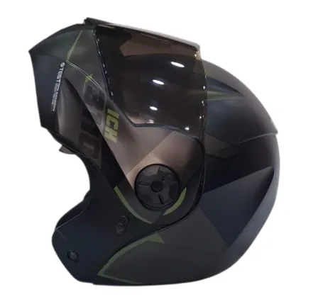 CASCO ABATIBLE ICH 3110 DOBLE VISOR TREAT NEGRO GRIS OSCURO VERDE MILITAR MATE VISOR NEGRO  (S)