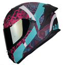 CASCO INTEGRAL HAX OBSIDIAN DOBLE VISOR HUICHOL NEGRO AQUA MATE