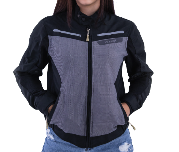 CHAQUETA CON PROTECCION VETROX STREET VERANO NEGRO GRIS DAMA