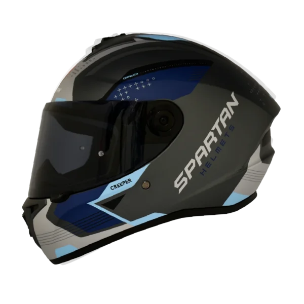 CASCO INTEGRAL SPARTAN DRAKEN CREEPER GRIS AZUL MATE (S)