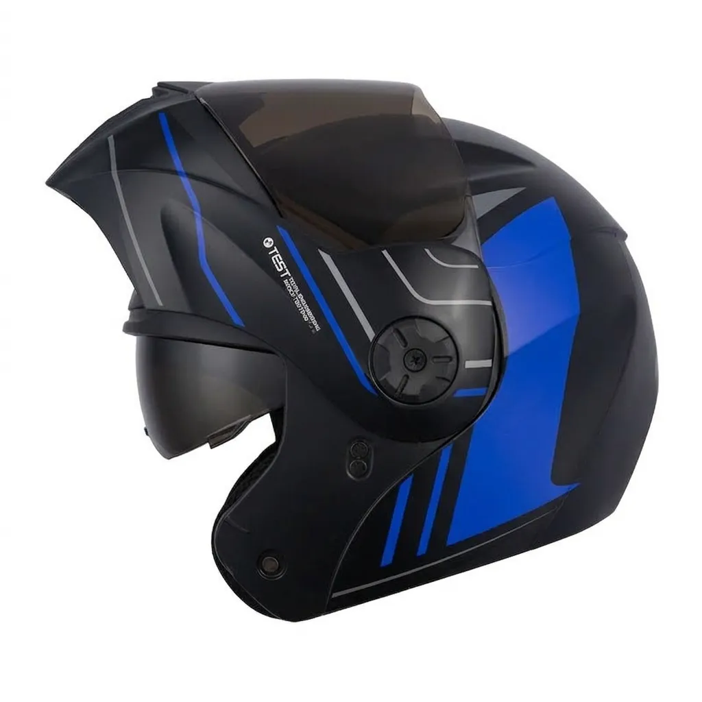 [208796] CASCO ABATIBLE ICH 3110 DOBLE VISOR REPLACED NEGRO AZUL GRIS MATE VISOR NEGRO (S)
