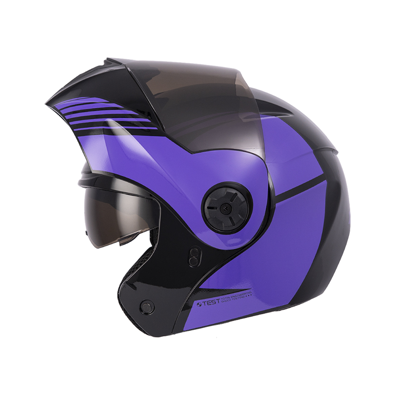 [195777] CASCO ABATIBLE ICH 3110 DOBLE VISOR XMAL NEGRO MORADO BRILLO VISOR NEGRO (S)