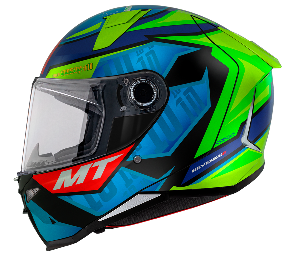 CASCO INTEGRAL MT FF110B REVENGE 2 S MOREIRA A7 AZUL VERDE MATE ECE R22.06