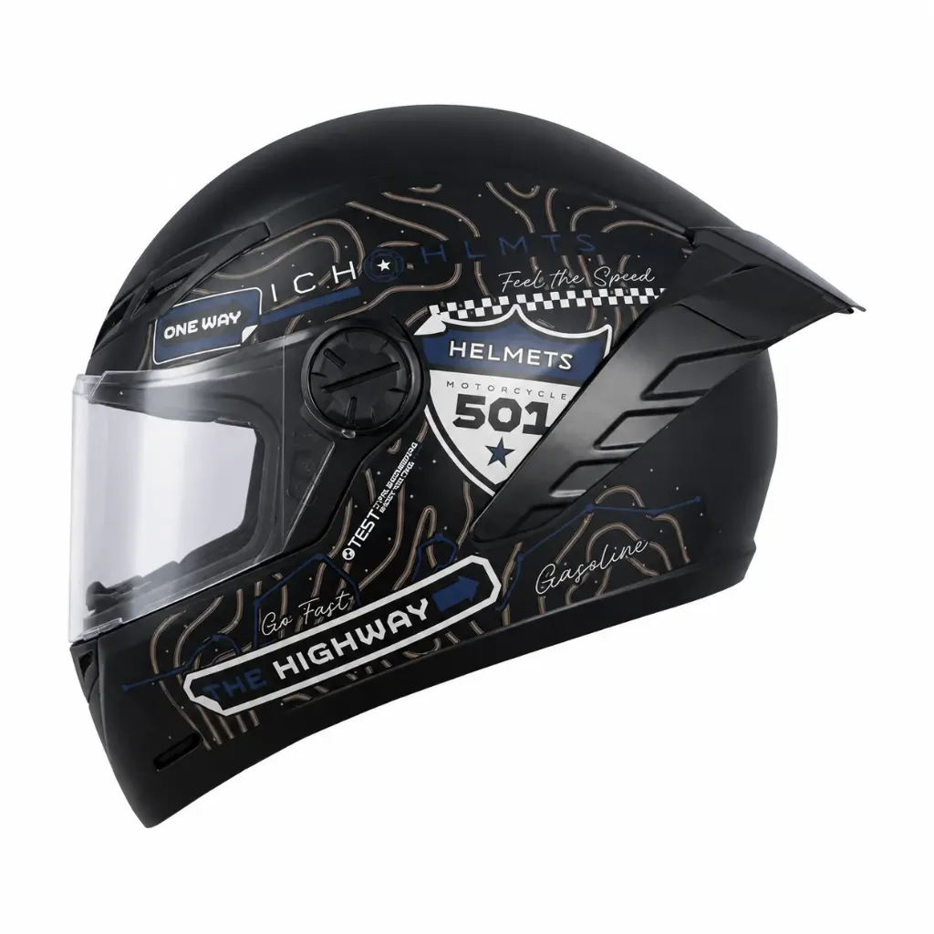 CASCO INTEGRAL ICH 501SP RUTERO NEGRO AZUL OSCURO BLANCO MATE VISOR TRANSPARENTE (S)