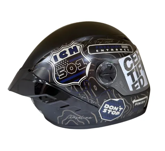 CASCO INTEGRAL ICH 501SP RUTERO NEGRO AZUL OSCURO BLANCO MATE VISOR TRANSPARENTE