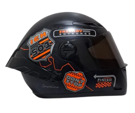 CASCO INTEGRAL ICH 501SP RUTERO NEGRO NARANJA GRIS MATE VISOR NEGRO