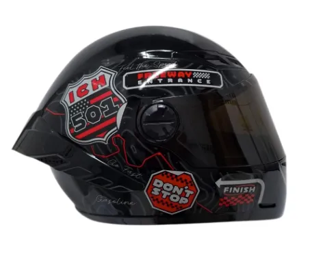 CASCO INTEGRAL ICH 501SP RUTERO NEGRO ROJO GRIS BRILLO VISOR NEGRO (S)