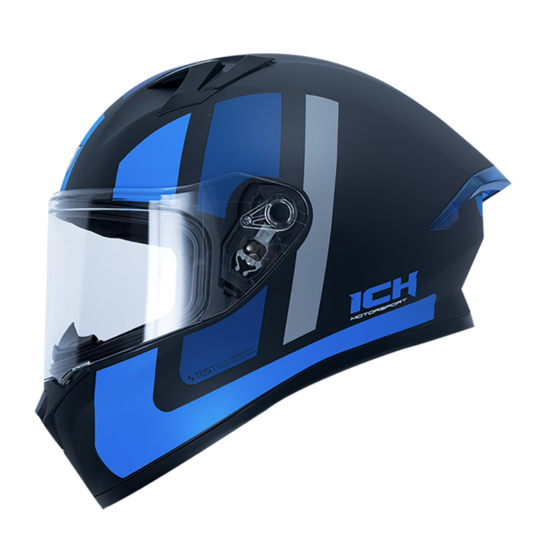 CASCO INTEGRAL ICH 503 MOTOREX NEGRO AZUL MATE VISOR TRANSPARENTE