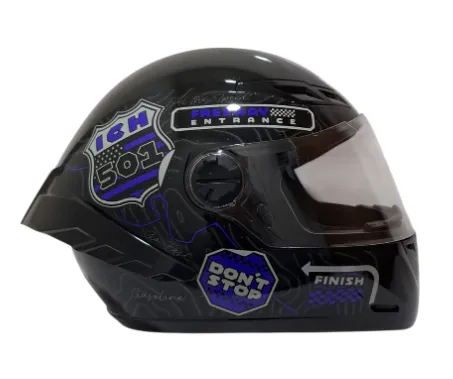 CASCO INTEGRAL ICH 501SP RUTERO NEGRO AZUL GRIS BRILLO VISOR TRANSPARENTE