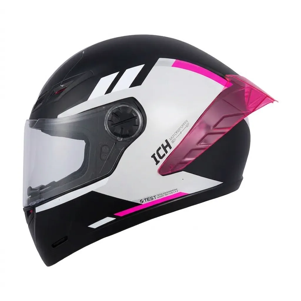 CASCO INTEGRAL ICH 501SP HCI NEGRO GRIS CLARO FUCSIA MATE VISOR TRANSPARENTE