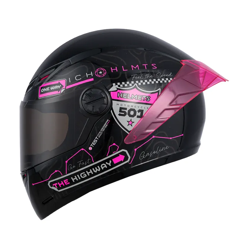 [215501] CASCO INTEGRAL ICH 501SP RUTERO NEGRO FUCSIA SILVER MATE VISOR NEGRO (S)