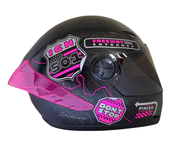 CASCO INTEGRAL ICH 501SP RUTERO NEGRO FUCSIA SILVER MATE VISOR NEGRO