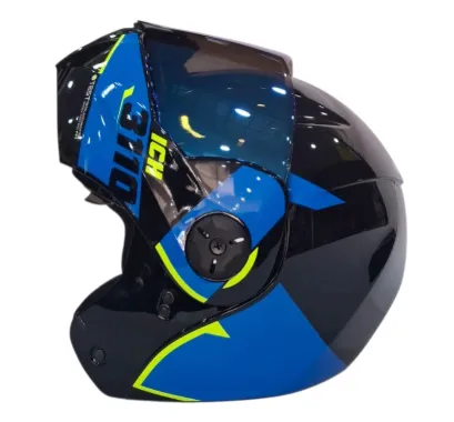 CASCO ABATIBLE ICH 3110 DOBLE VISOR TREAT NEGRO AZUL AMARILLO BRILLO VISOR AZUL (S)