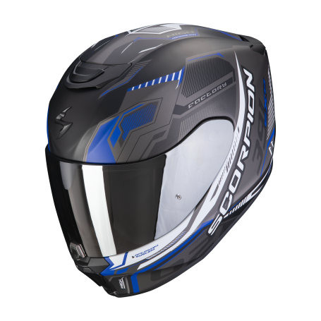 CASCO INTEGRAL SCORPION EXO-391 HAUNT NEGRO SILVER AZUL MATE