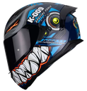 CASCO INTEGRAL HAX OBSIDIAN DOBLE VISOR K-009 AZUL BRILLO