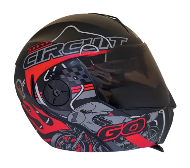 CASCO ABATIBLE ICH 3110 DOBLE VISOR LAP RUSH NEGRO ROJO ROJO MATE VISOR NEGRO (S)