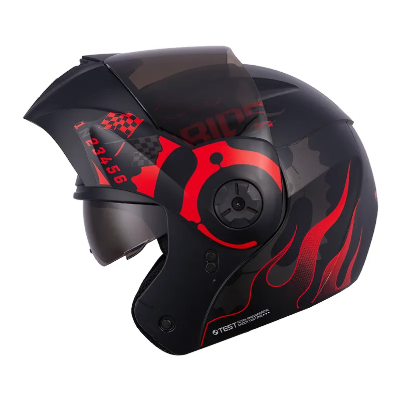 [209024] CASCO ABATIBLE ICH 3110 DOBLE VISOR SPEED UP NEGRO ROJO GRIS MATE VISOR NEGRO (S)