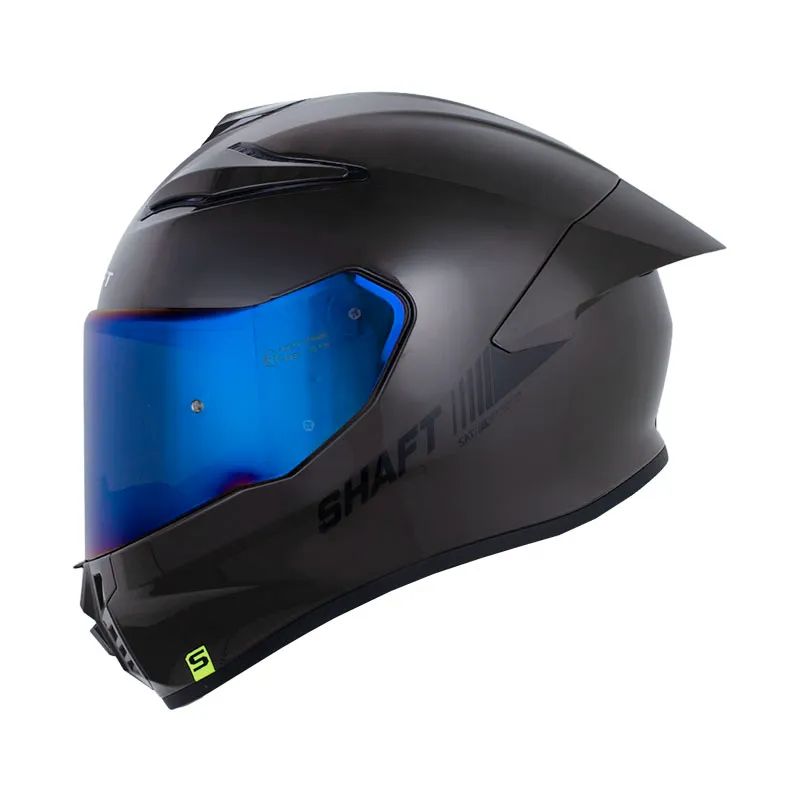 [196076] CASCO INTEGRAL SHAFT 584SP SOLID GRIS OSCURO NEGRO BRILLO VISOR AZUL (S)