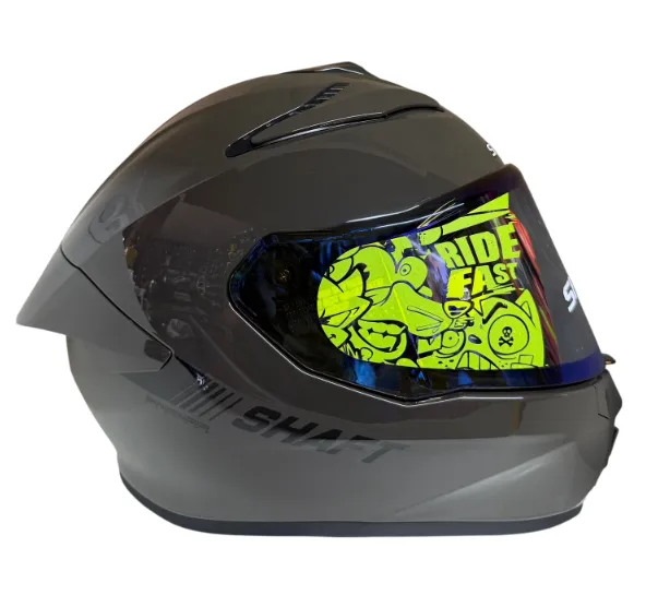 CASCO INTEGRAL SHAFT 584SP SOLID GRIS OSCURO NEGRO BRILLO VISOR AZUL