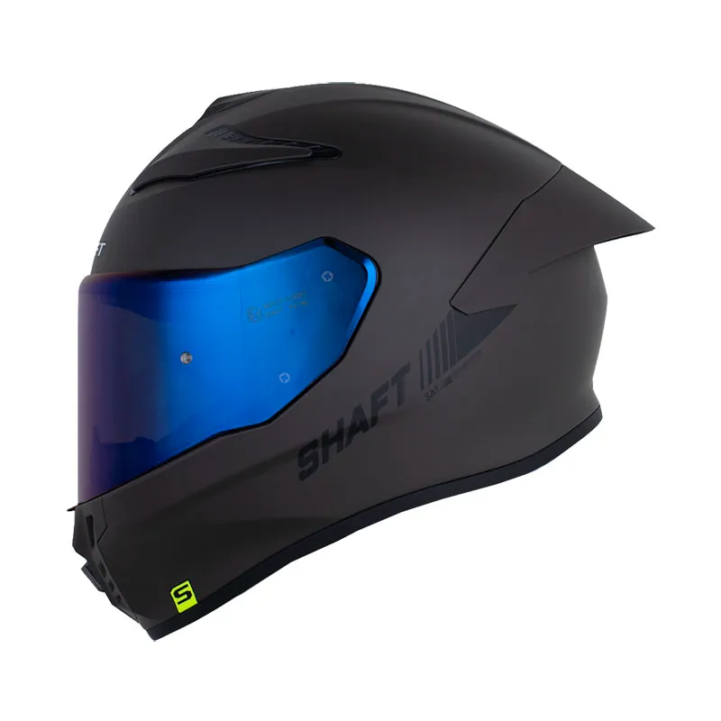 CASCO INTEGRAL SHAFT 584SP SOLID GRIS OSCURO NEGRO MATE VISOR AZUL