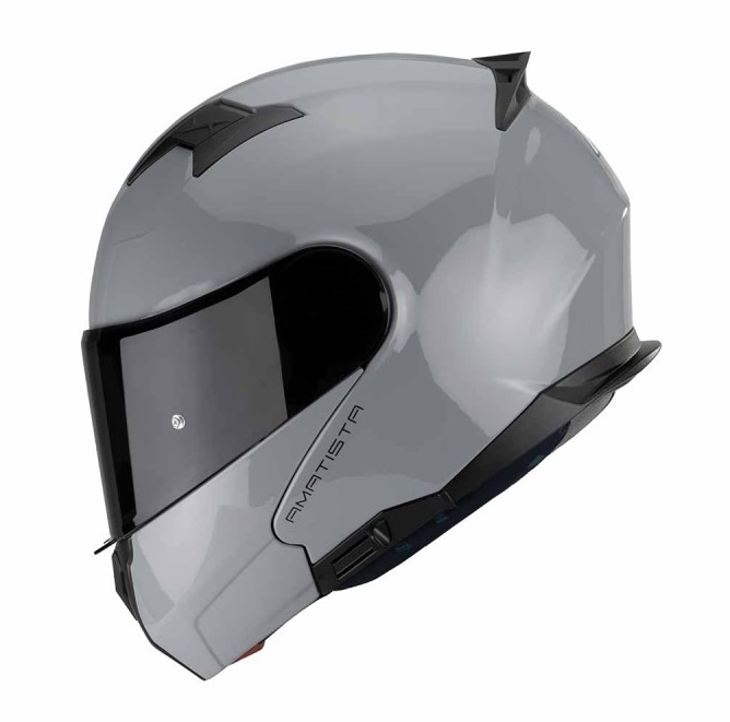 CASCO ABATIBLE HAX AMATISTA DOBLE VISOR SOLID GRIS CONCRETO BRILLO
