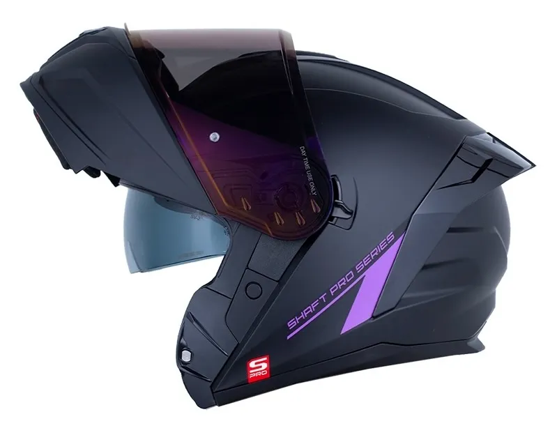 CASCO ABATIBLE SHAFT PRO 4200 DOBLE VISOR SOLID NEGRO MORADO MATE