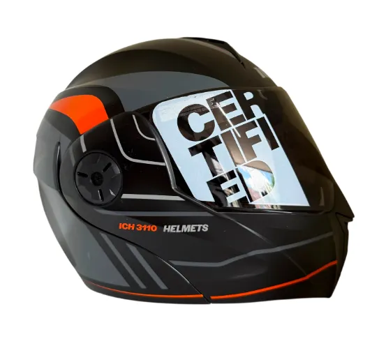 CASCO ABATIBLE ICH 3110 DOBLE VISOR REPLACED NEGRO GRIS OSCURO ROJO MATE VISOR NEGRO