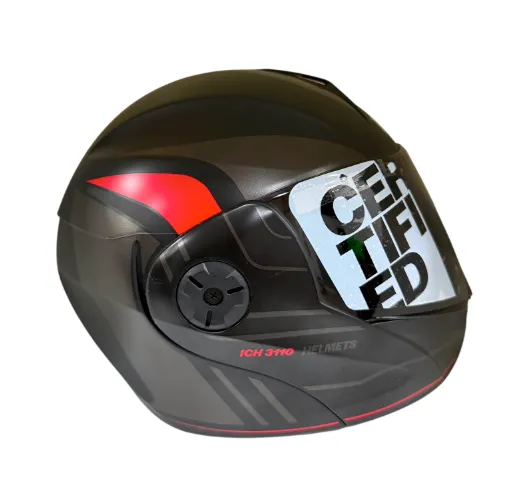 CASCO ABATIBLE ICH 3110 DOBLE VISOR REPLACED NEGRO GRIS OSCURO ROJO MATE VISOR NEGRO