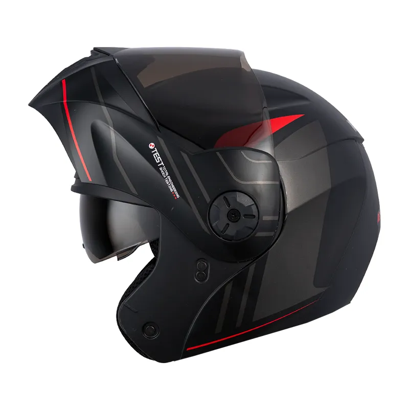 CASCO ABATIBLE ICH 3110 DOBLE VISOR REPLACED NEGRO GRIS OSCURO ROJO MATE VISOR NEGRO (S)