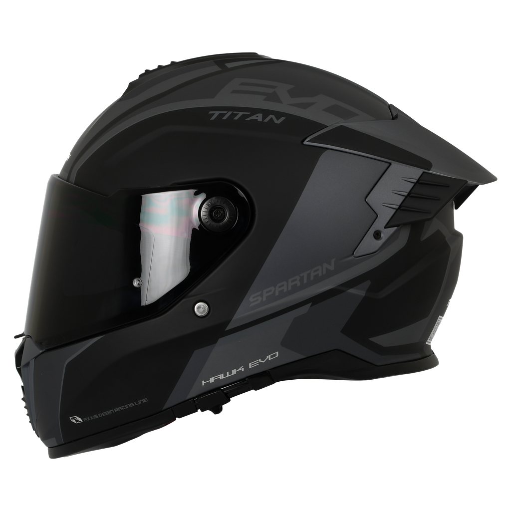 CASCO INTEGRAL SPARTAN DOBLE VISOR HAWK EVO TITAN B2 GRIS NEGRO MATE
