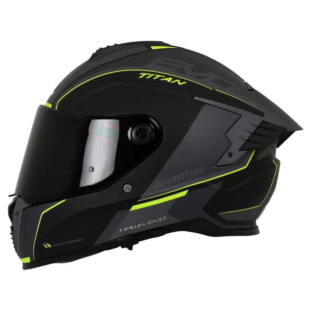CASCO INTEGRAL SPARTAN DOBLE VISOR HAWK EVO TITAN B3 GRIS AMARILLO FLUOR MATE