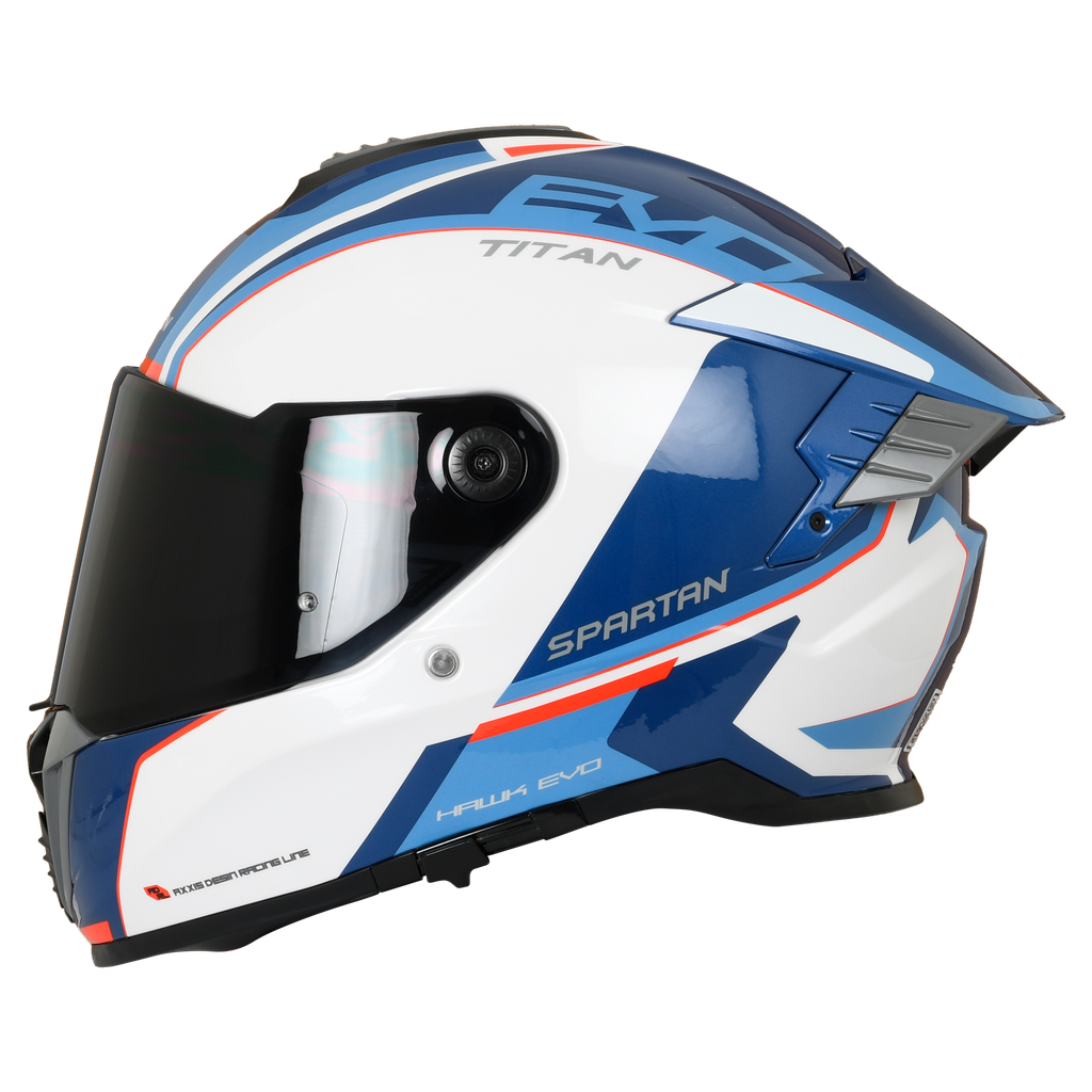 CASCO INTEGRAL SPARTAN DOBLE VISOR HAWK EVO TITAN A7 BLANCO AZUL BRILLO