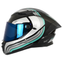 CASCO INTEGRAL SPARTAN DOBLE VISOR PANTHER TRIBUTE B6 NEGRO GRIS TURQUESA BRILLO